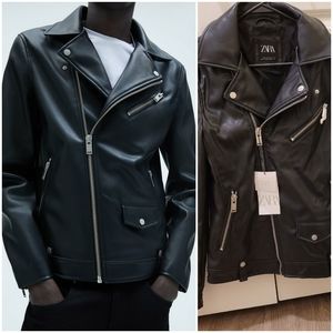 ZARA FAUX LEATHER Biker Jacket MEN'S Size Small.